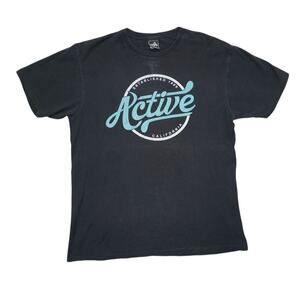Active California Graphic Logo T-Shirt Black Blue – Size Medium